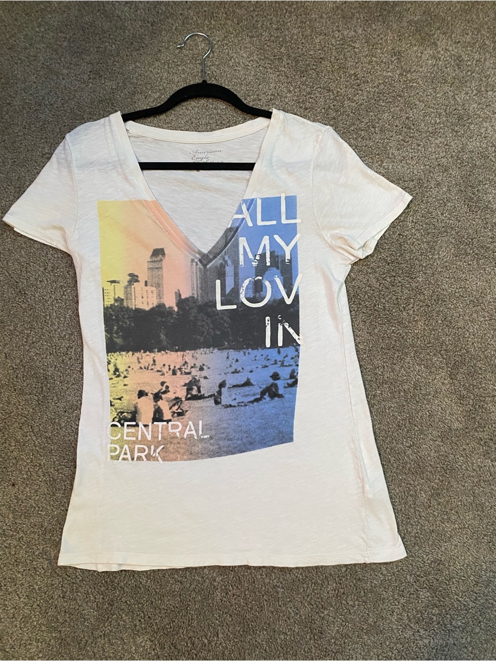 Vintage Y2K American Eagle Outfitters Longline v-neck Graphic Tee
